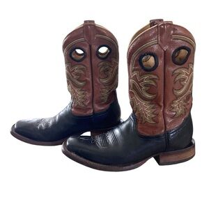 Two Tone Distressed Vintage USA Made Leather Western Work Boots Men's 8 D